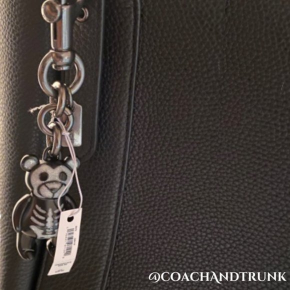 COACH Limited Edition FIRM 3D Skeleton Bear Bag/Key Gun Metal Charm With Glitter - Picture 6 of 9